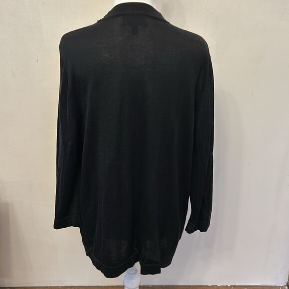 Investments black beaded sequined long sleeve open cardigan Size L EUC - Picture 5 of 8